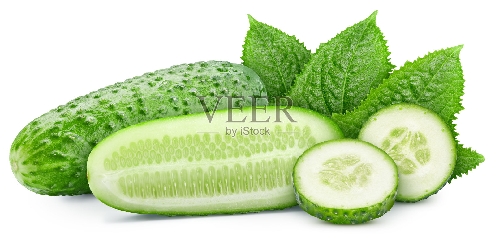 白色背景上分离的黄瓜照片摄影图片