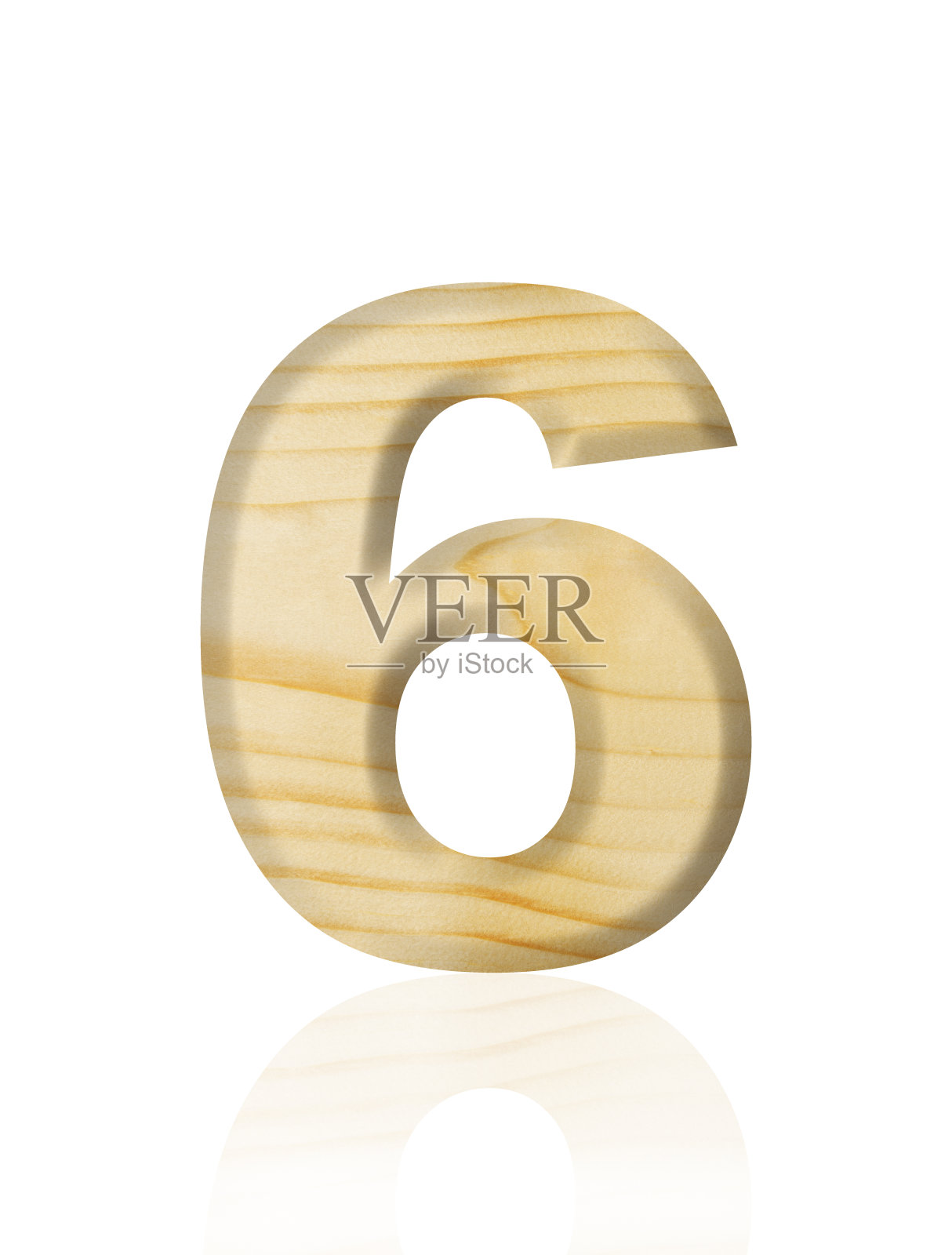 白色背景上的立体木6号的孤立镜头照片摄影图片