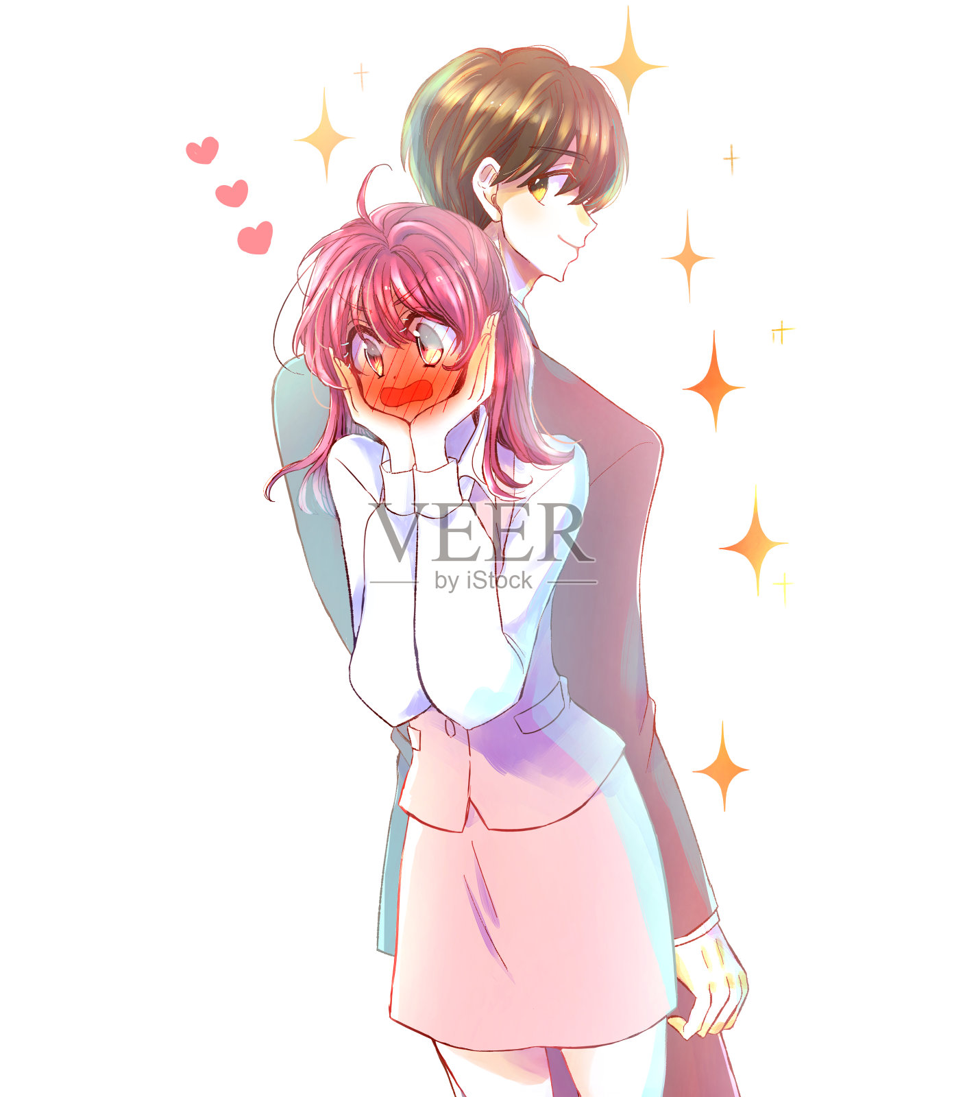 一个女职员爱上了一个男职员插画图片素材