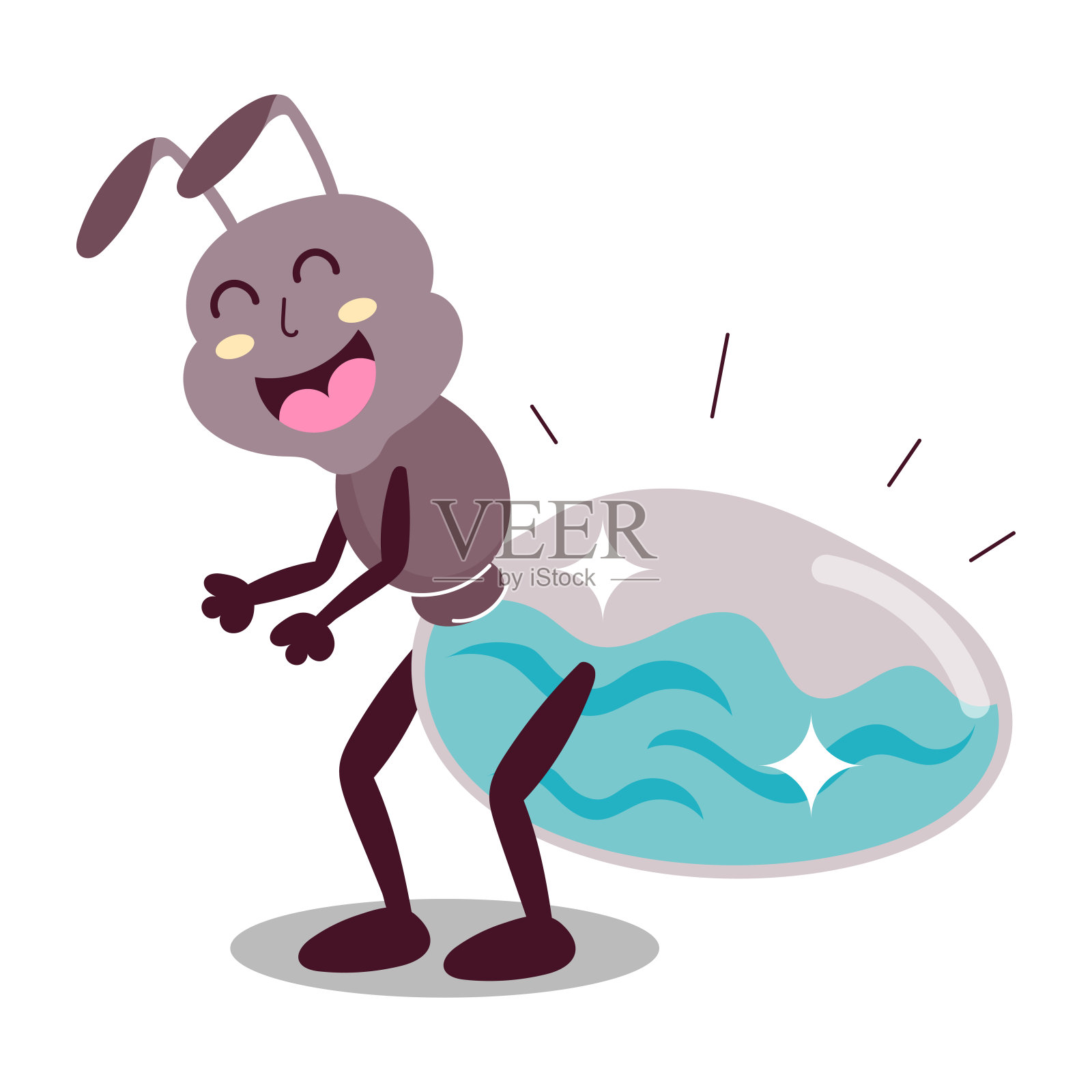 漫画风格的蚂蚁吉祥物,快乐的表情插画图片素材