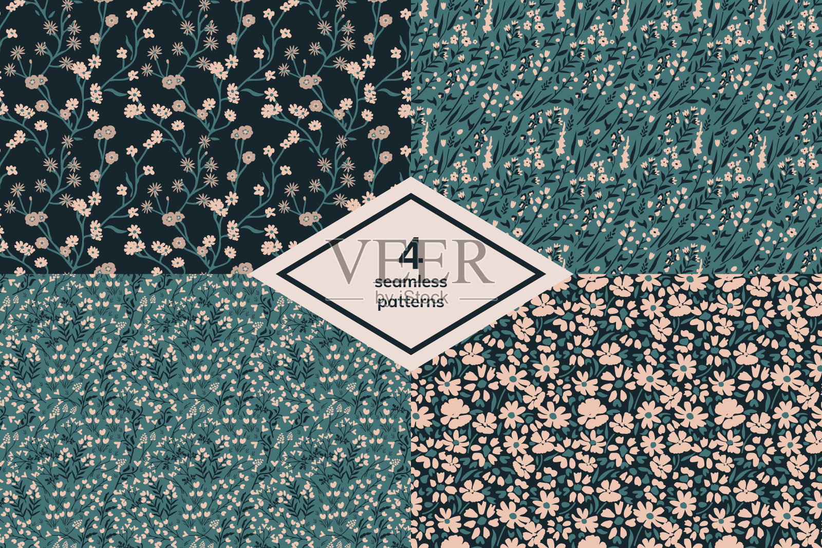 无缝花卉图案插画图片素材