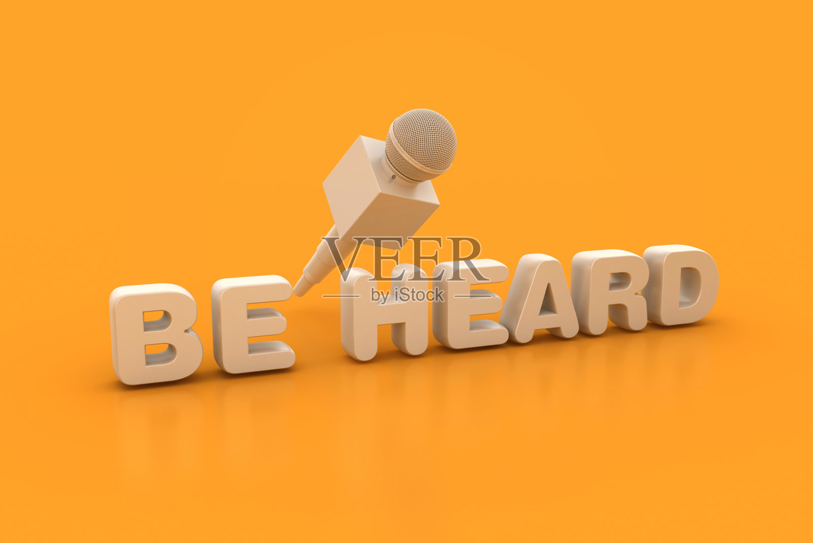 麦克风与BE HEARD Word照片摄影图片