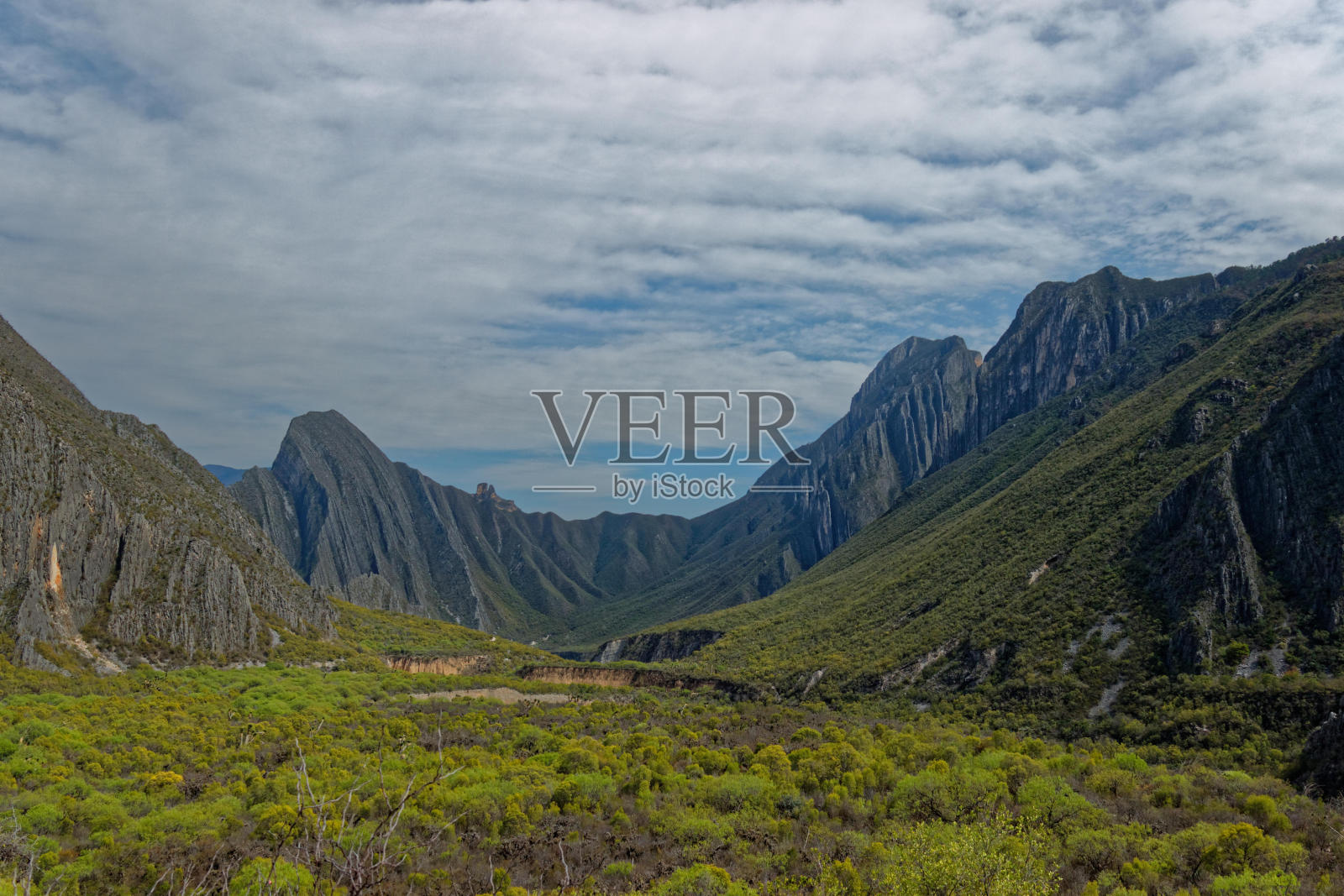 多云天空下的群山美景照片摄影图片