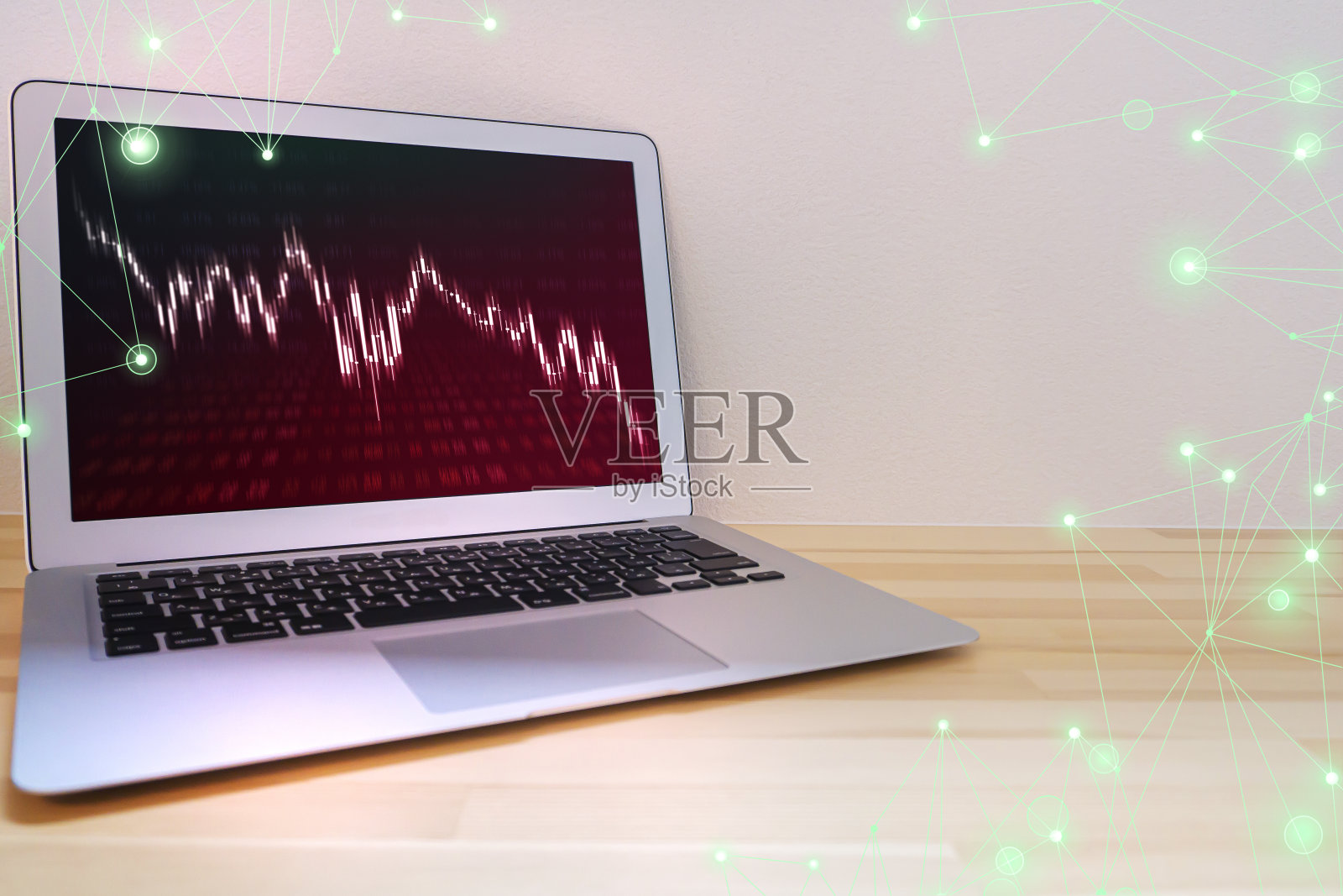 股票图表图像显示在笔记本电脑上照片摄影图片