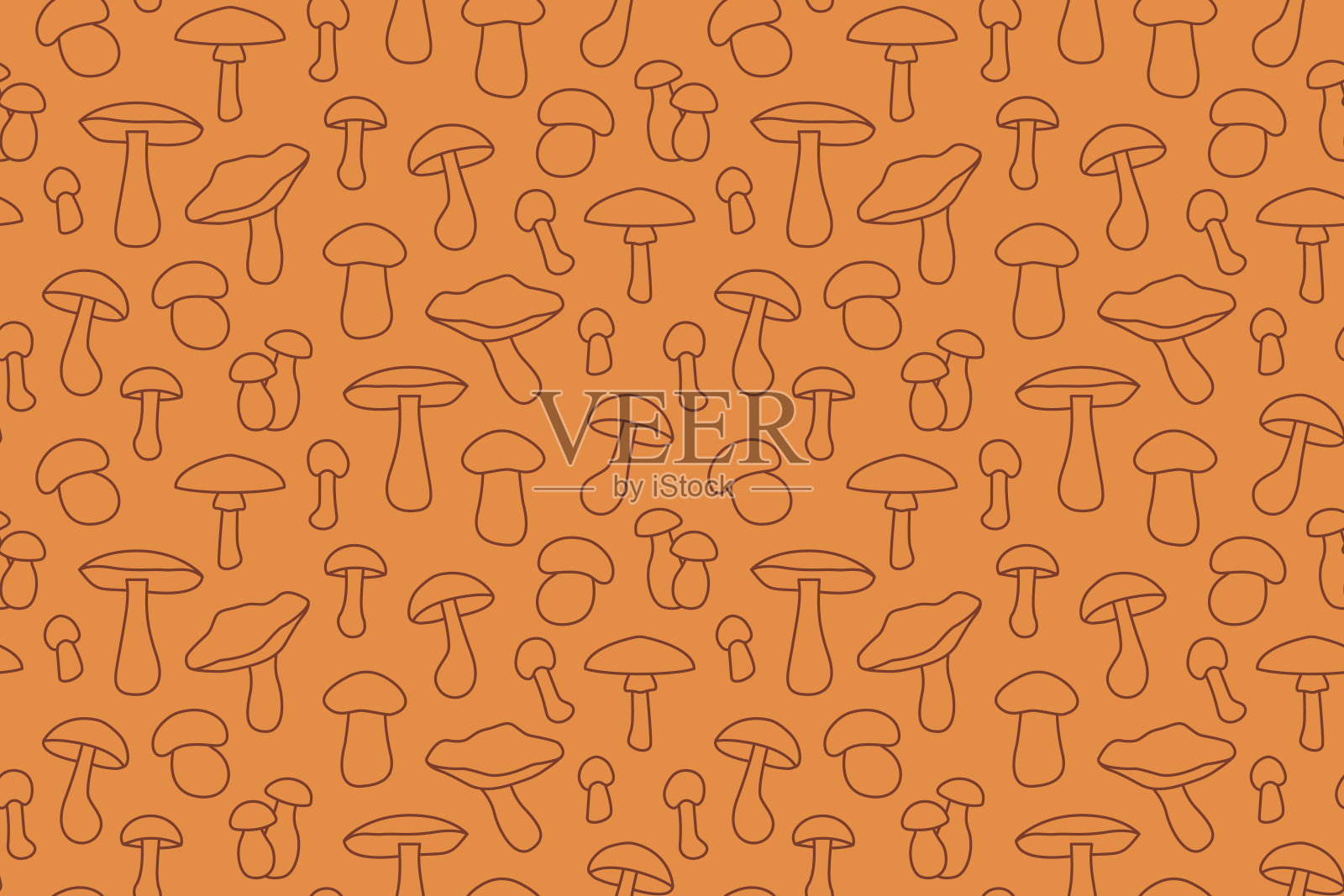天衣无缝的秋色图案,不同的蘑菇插画图片素材