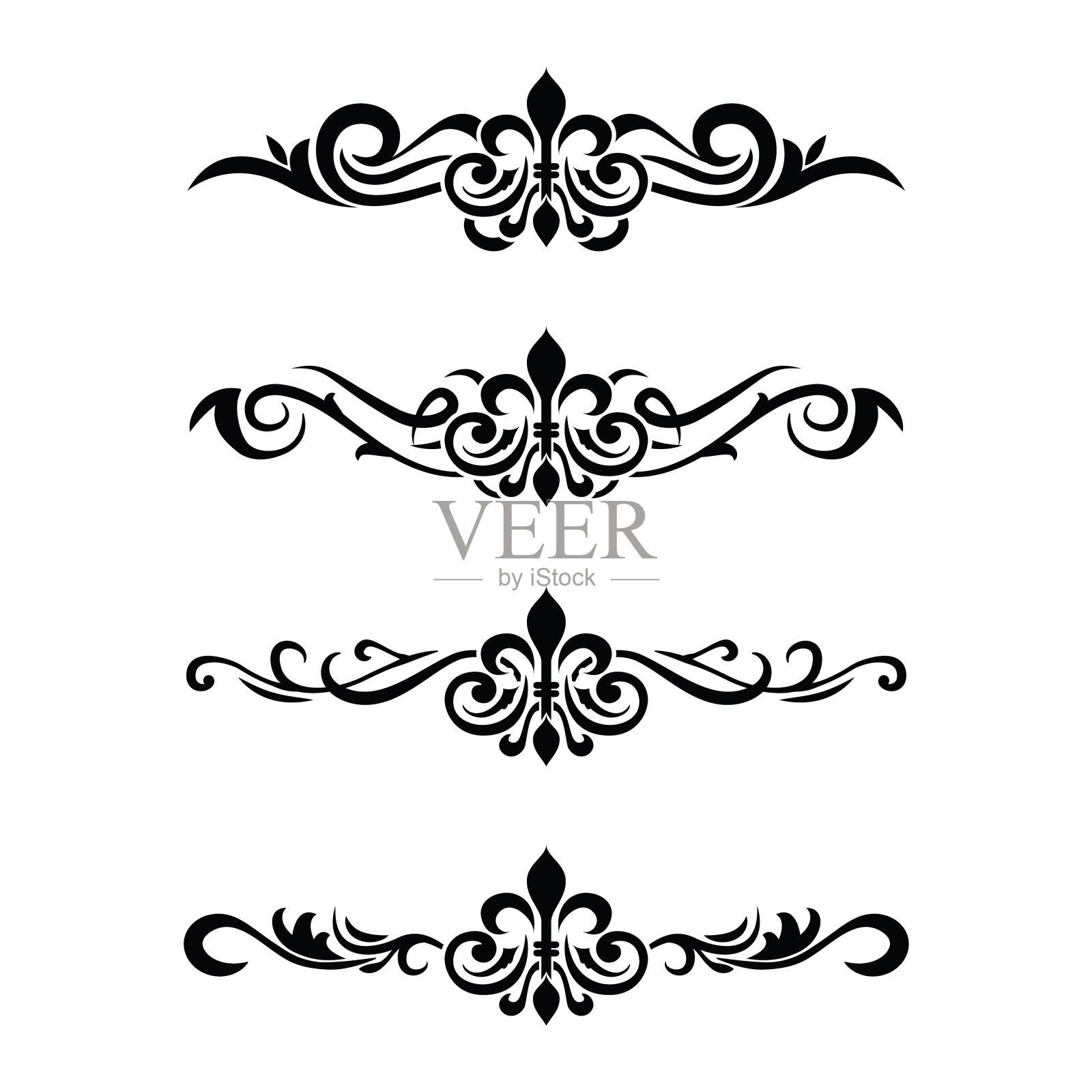 经典复古巴洛克维多利亚框架分离元素经典婚礼邀请插画图片素材