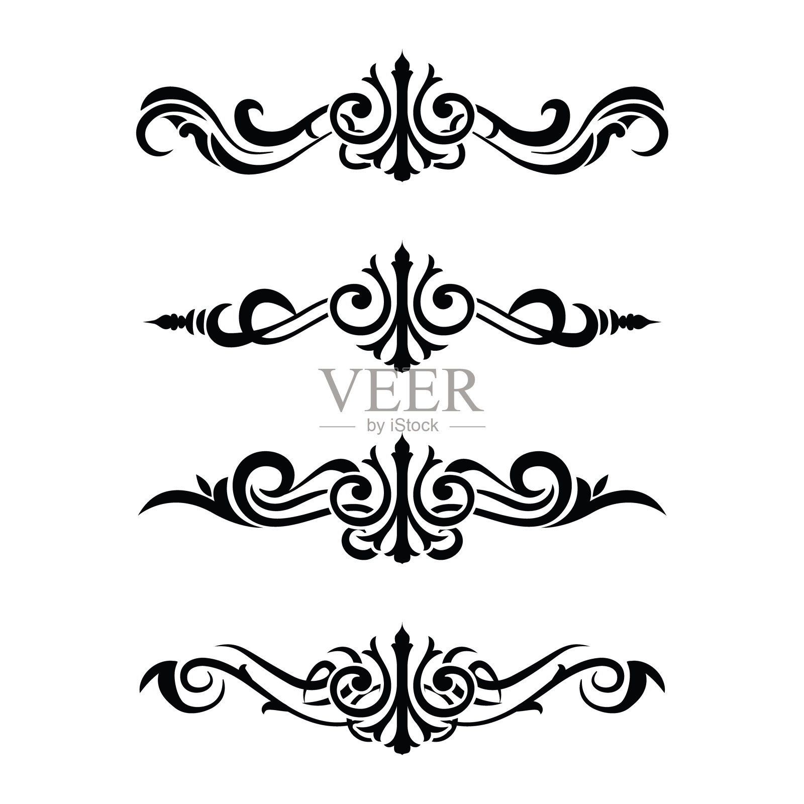 经典复古巴洛克维多利亚框架分离元素经典婚礼邀请插画图片素材