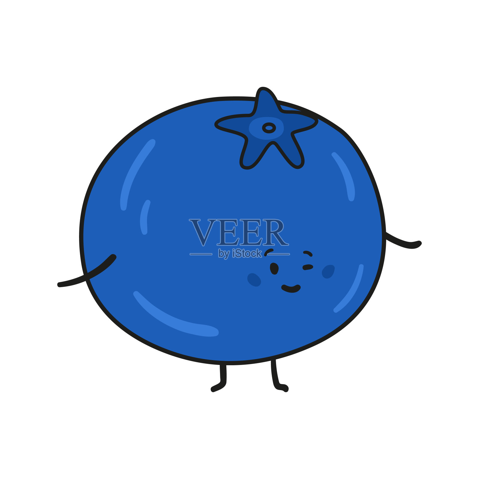 有趣的蓝莓卡哇伊人物插图孤立的白色。插画图片素材