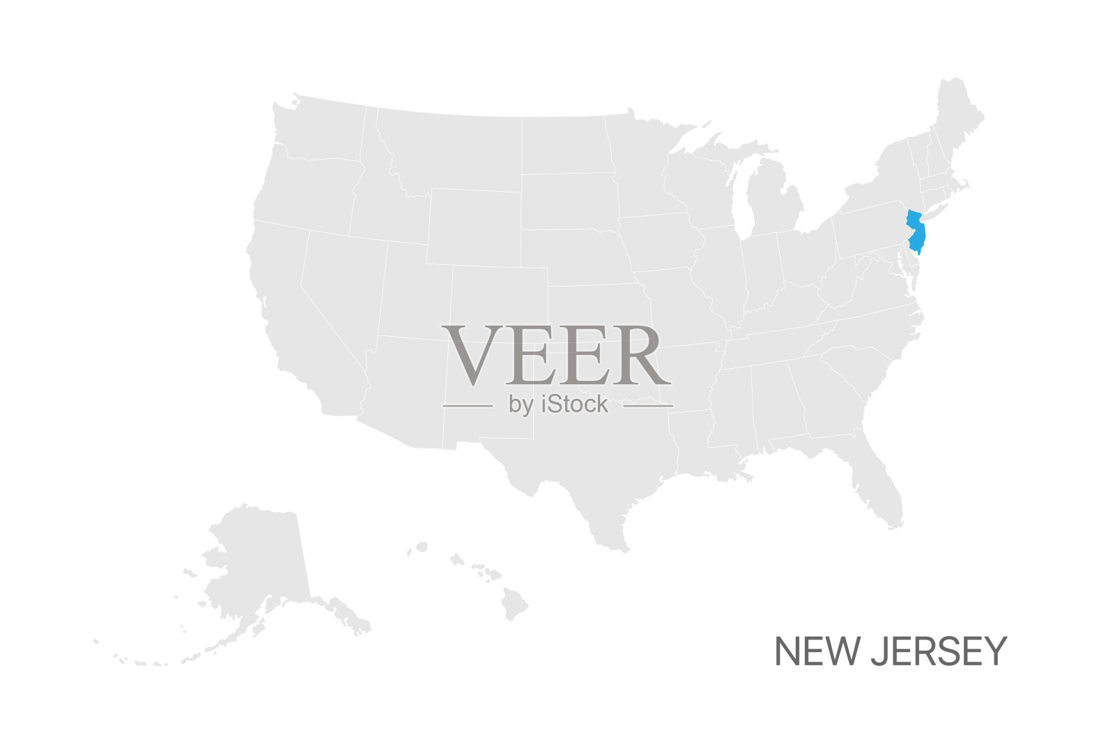 美国地图与新泽西州突出显示容易编辑的设计插画图片素材