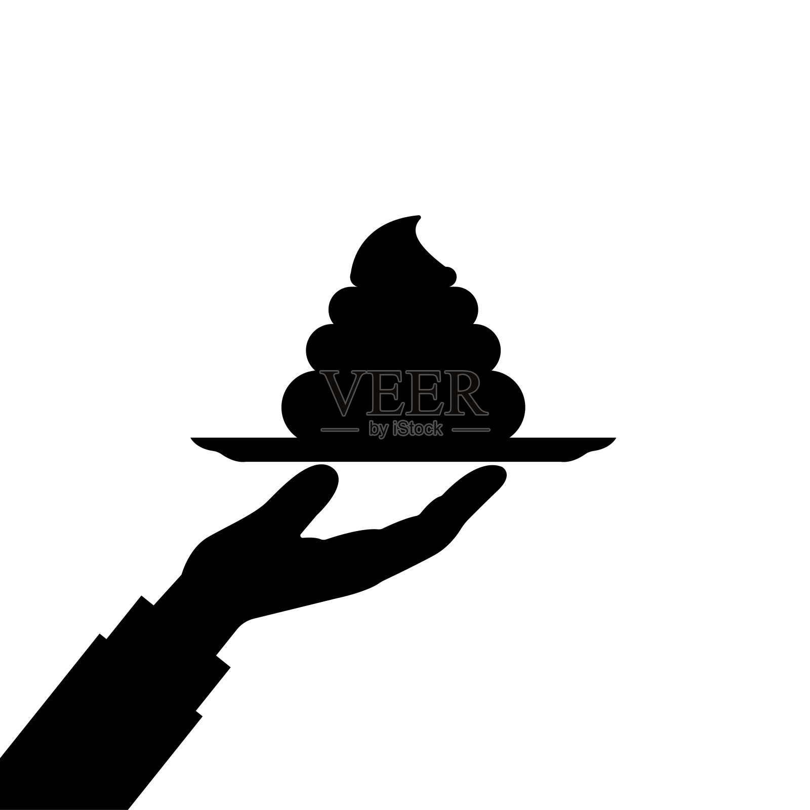 手握纸杯蛋糕,矢量插图设计。手收集。插画图片素材