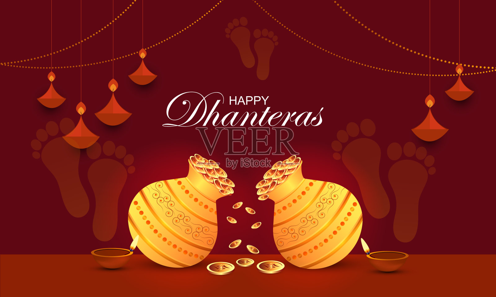 美丽快乐的印度节日问候背景插画图片素材