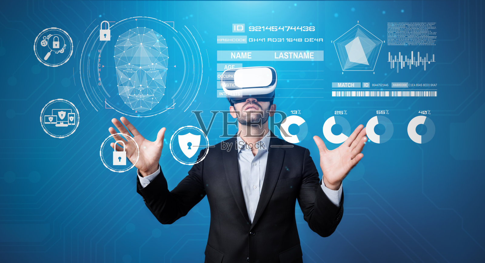 经理寻找和规划身份验证或安全系统。偏差。照片摄影图片