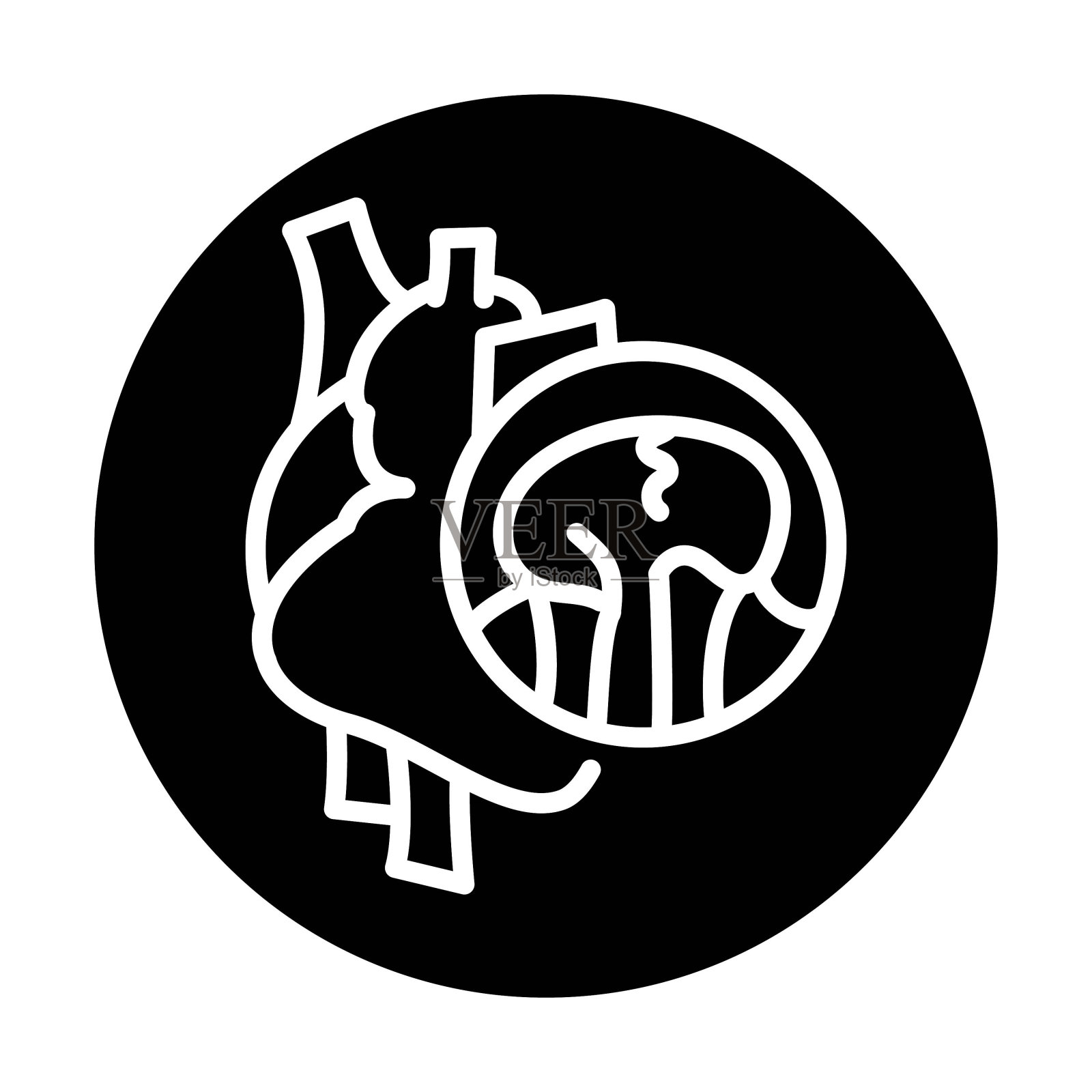 心脏疾病线黑色图标集。签署的网页,移动应用程序,按钮,标志。矢量隔离按钮。可编辑的中风。插画图片素材