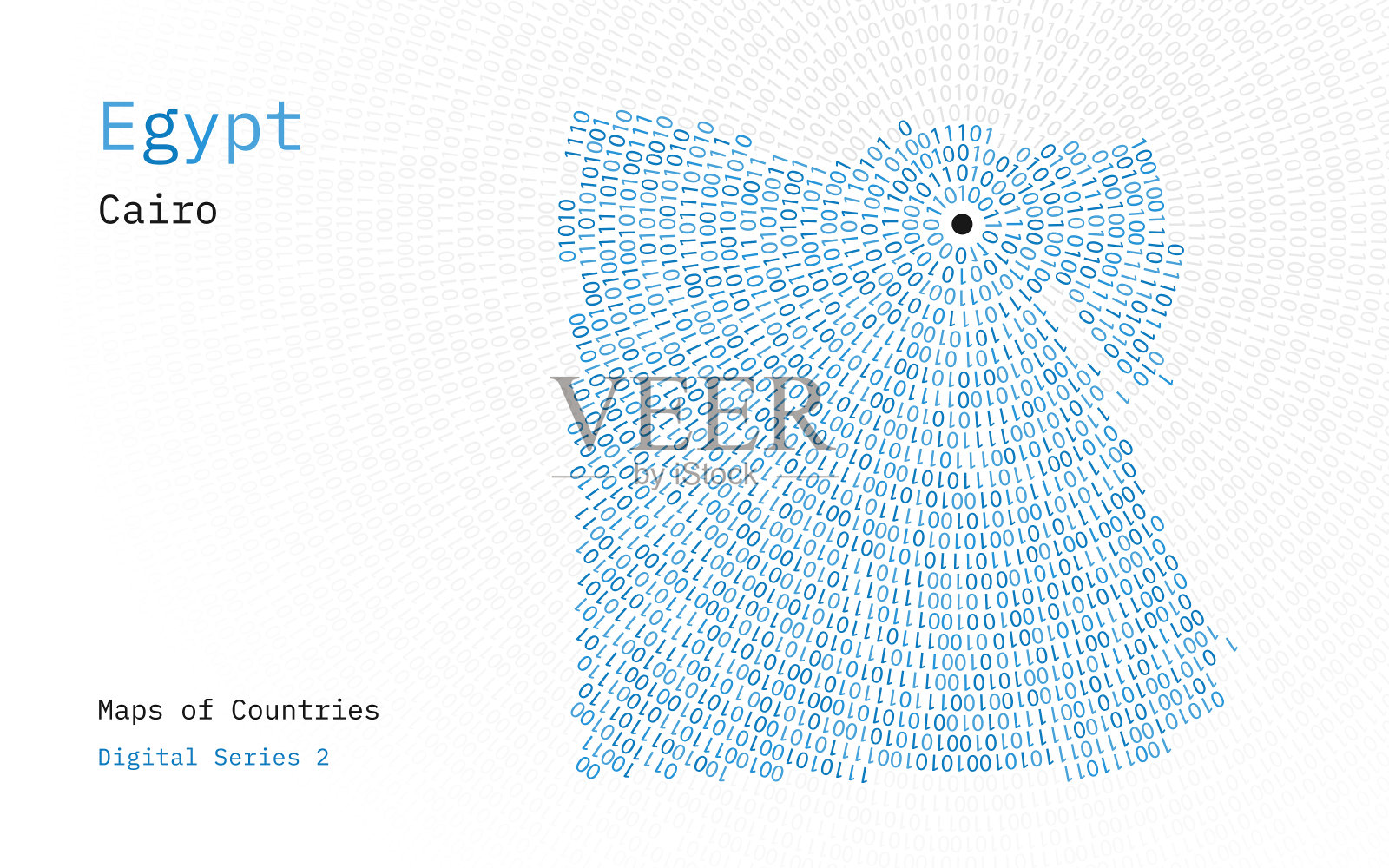 埃及地图用0和1画成圆形的埃及地图首都开罗位于圆圈的中心插画图片素材