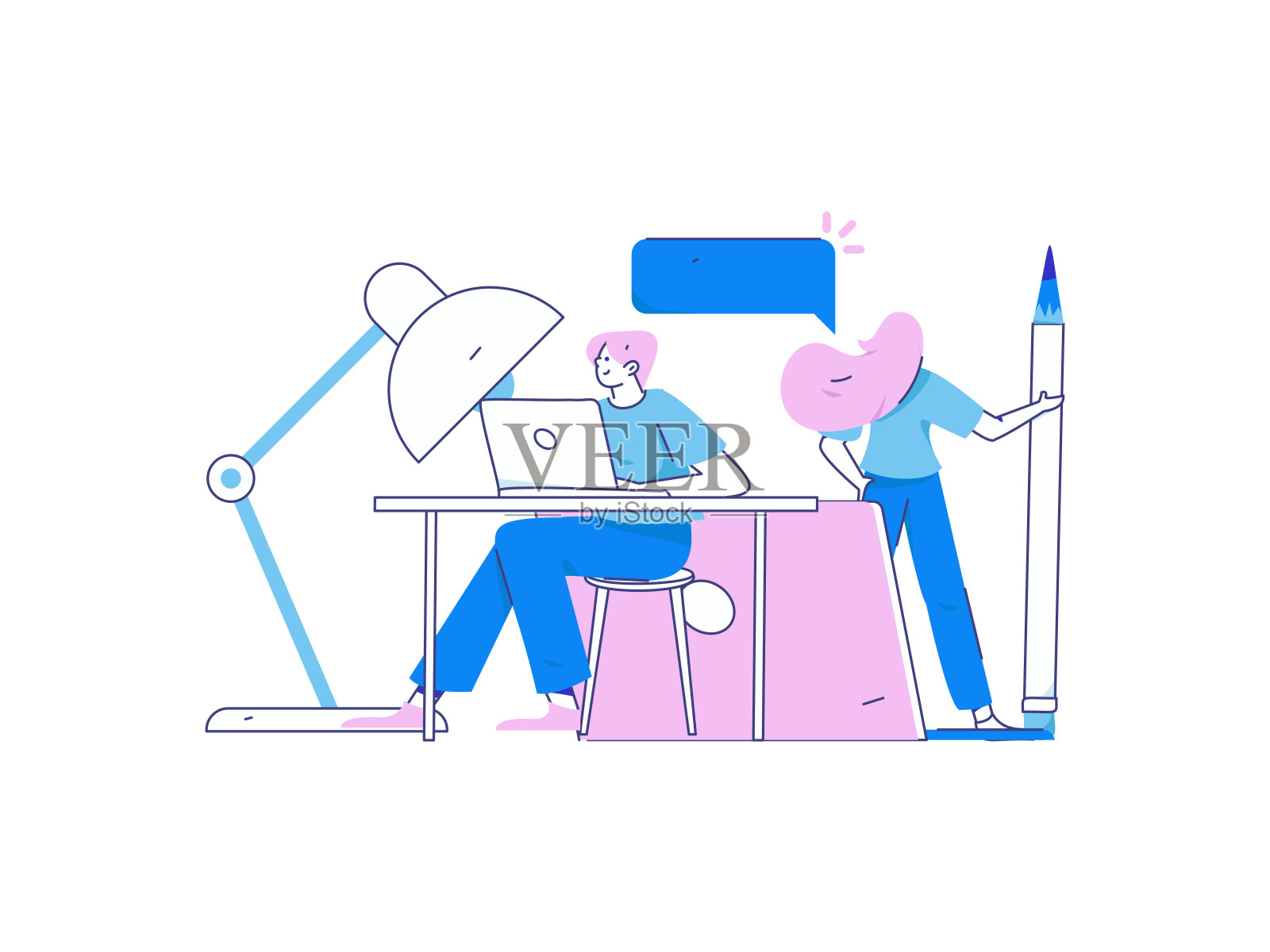 教育和学习的人平面矢量概念手绘插图插画图片素材