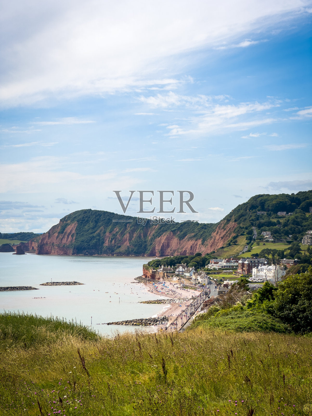 英国德文郡的西德茅斯海岸照片摄影图片