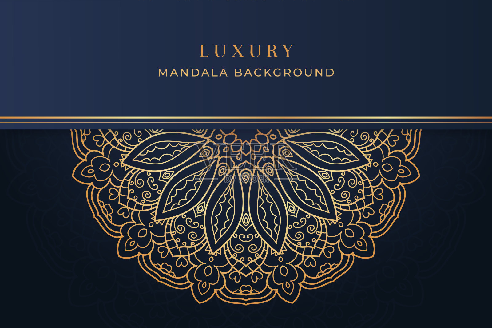 蓝色豪华曼陀罗背景与金色曼陀罗花瑜伽,封面,宣传册,广告,网站插画图片素材