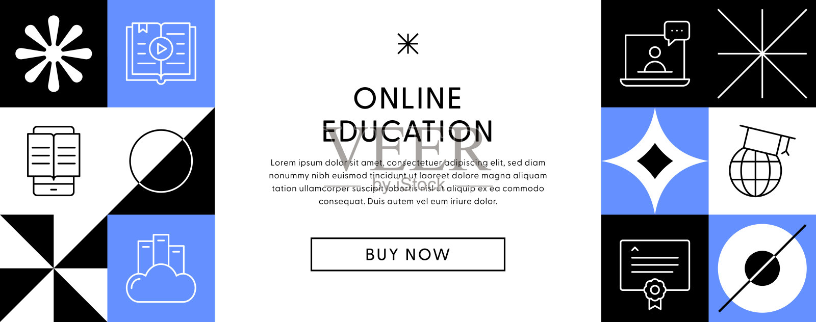 在线教育网页横幅设计插画图片素材