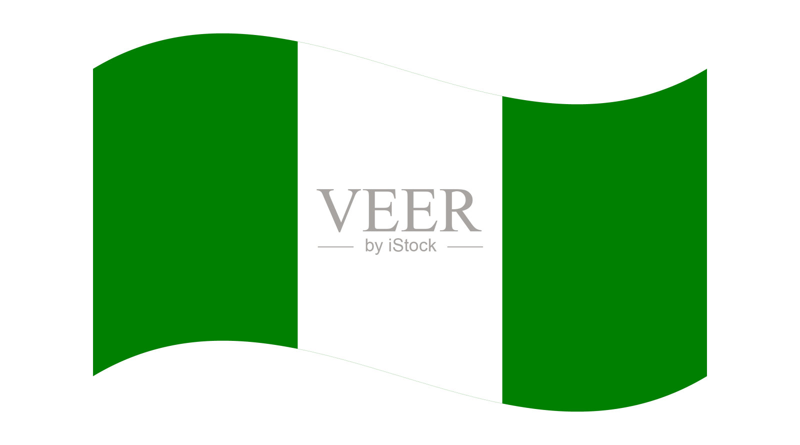 尼日利亚的波浪旗,隔离在透明的背景上。尼日利亚联邦共和国国旗。矢量图插画图片素材