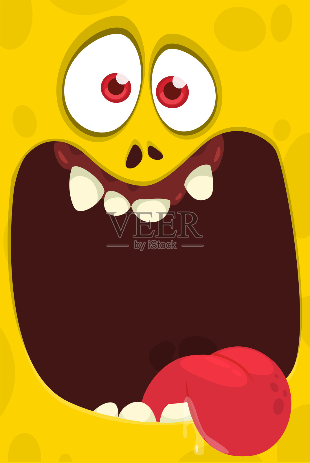 滑稽的卡通怪物露出舌头的脸。可爱和快乐的怪物角色的插图。非常适合包装设计或聚会装饰插画图片素材