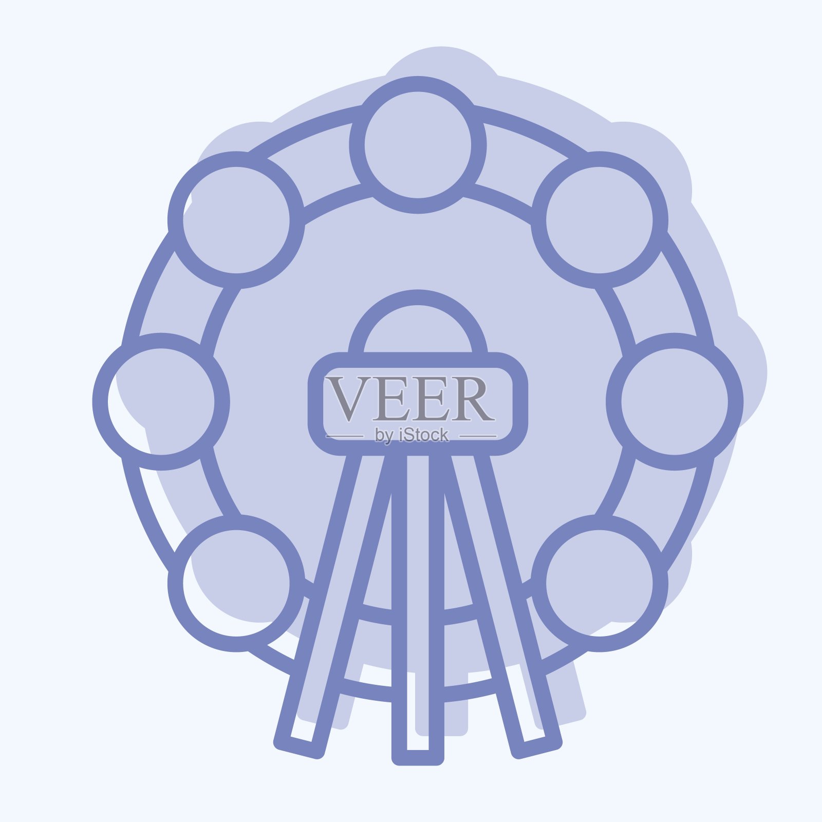 图标摩天轮。与韩国有关的符号。双音风格。简单的说明插画图片素材