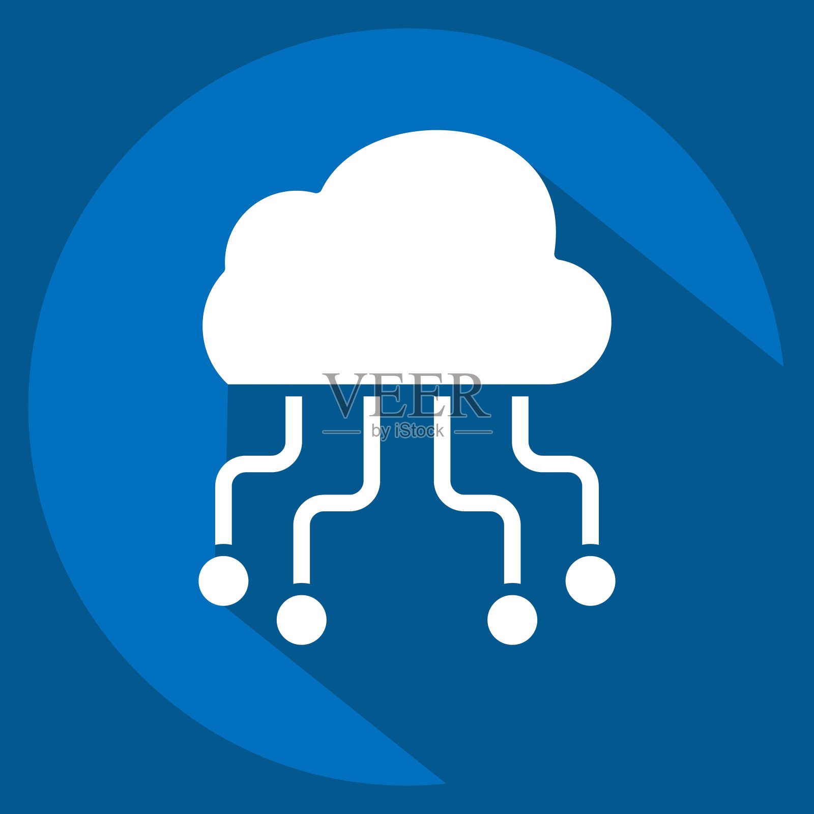 图标云托管。与网络符号有关。长影式。简单的说明插画图片素材