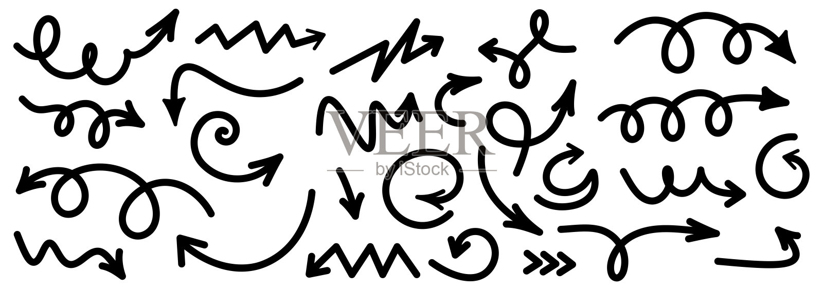 手绘箭头套装插画图片素材