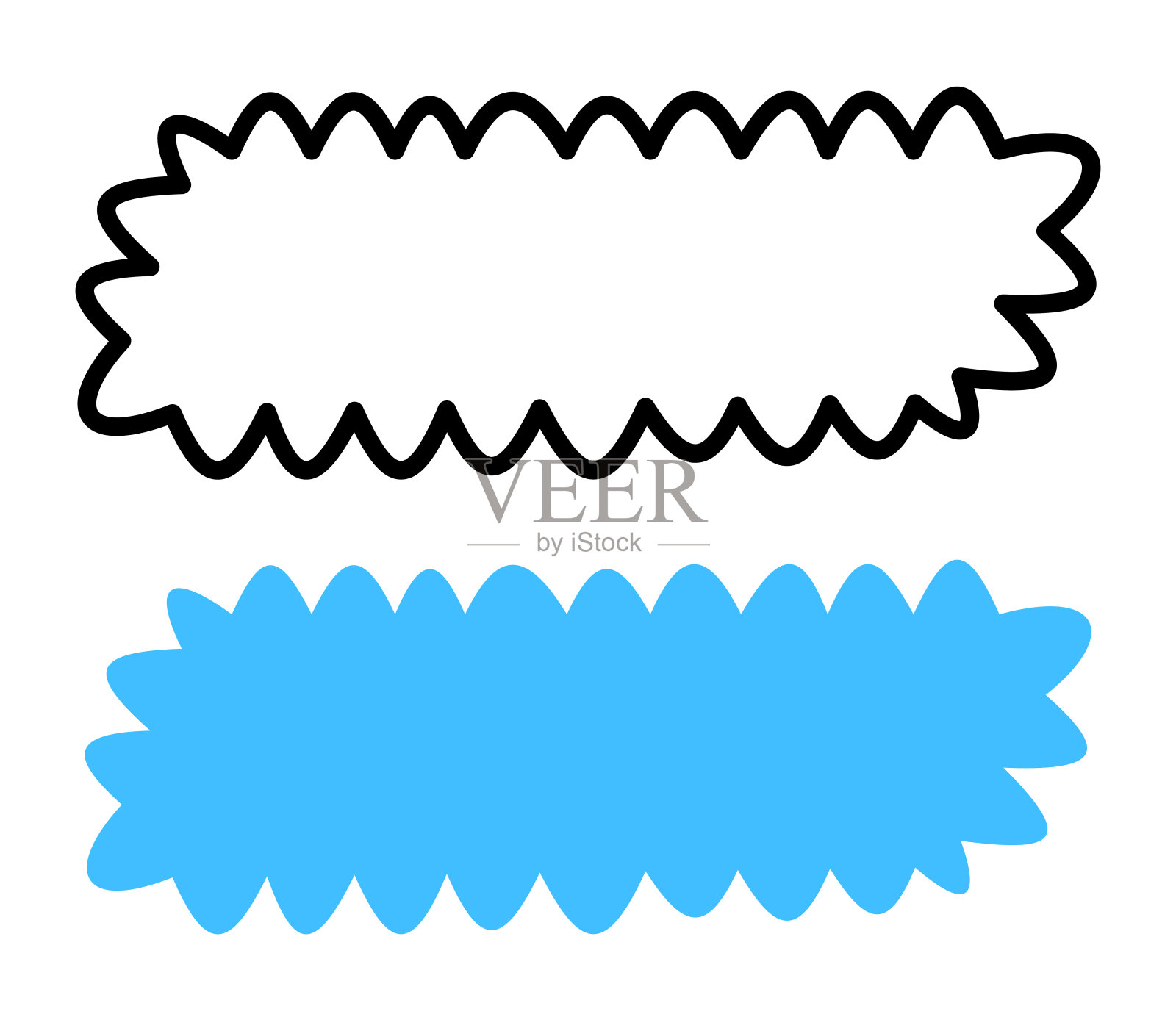 白色背景上的两个黑色和蓝色的扇形语音气泡插画图片素材