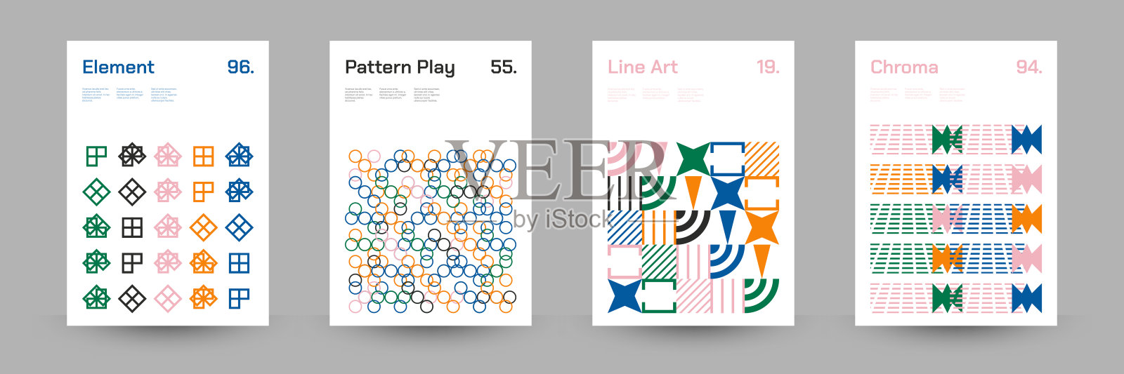 多样的几何图案:广泛的对称几何形状和重复形式。抽象马赛克海报背景。插画图片素材