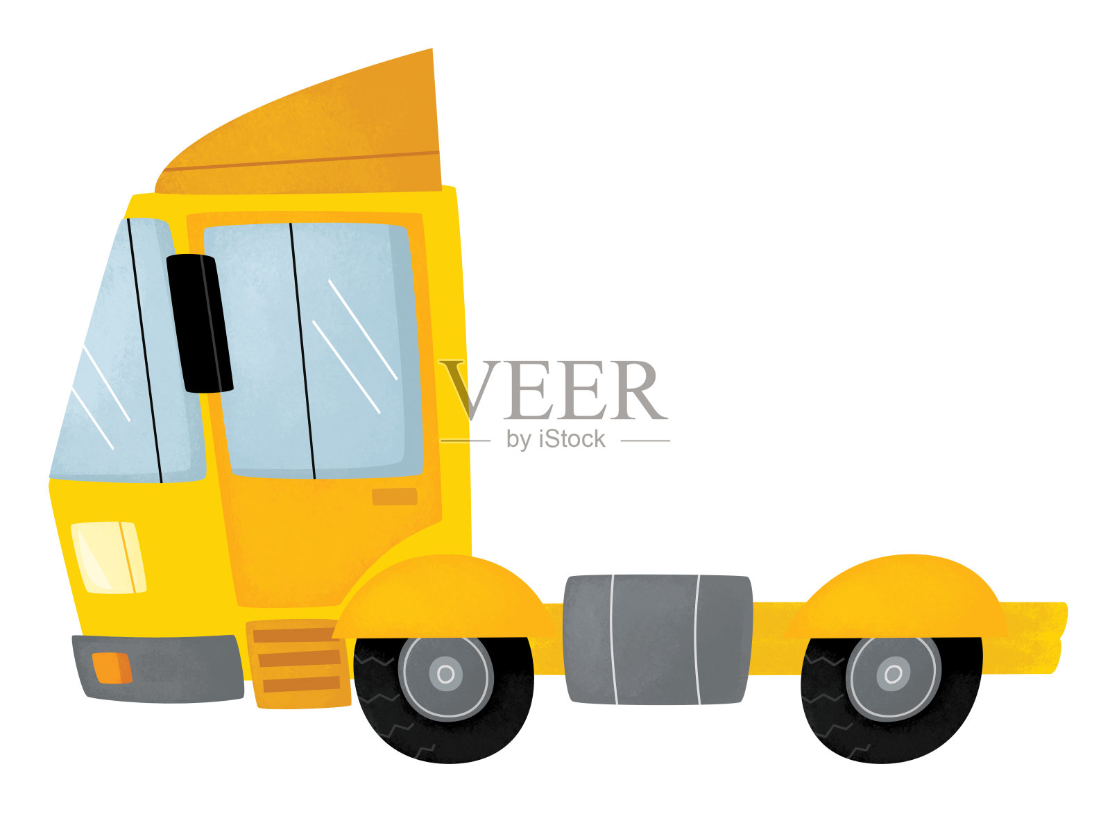 有趣的卡通城市拖车或货物重型卡车车辆运输孤立插图的孩子插画图片素材