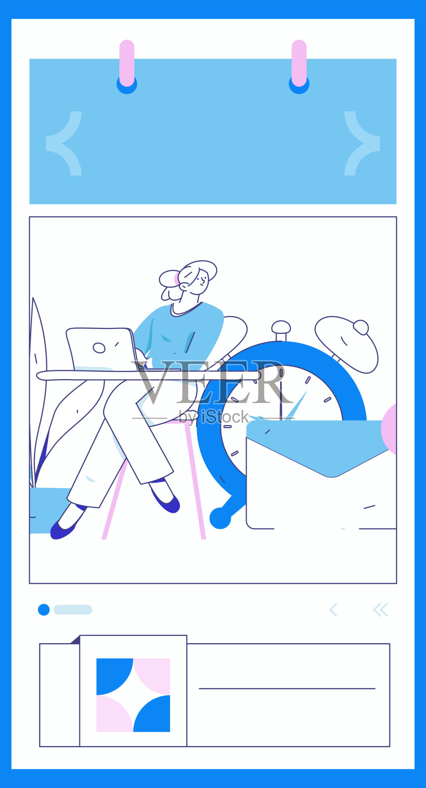 平面矢量插图的业务人员操作的工作场景插画图片素材