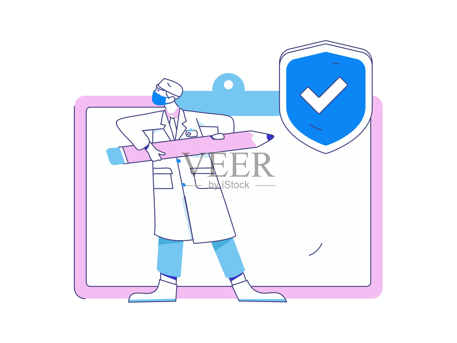 医学人物抗击疫情的平面矢量概念操作手绘插图插画图片素材