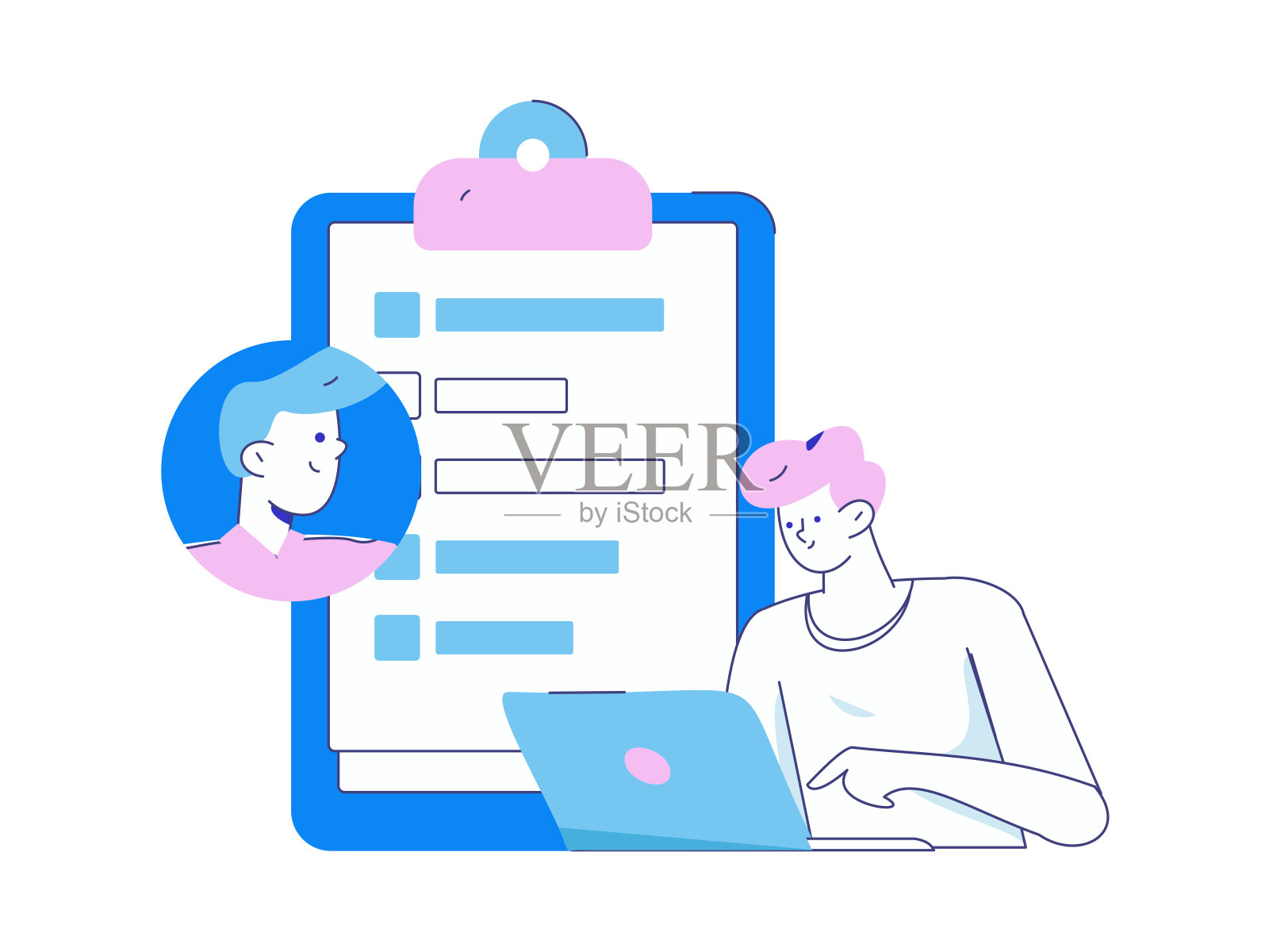 人员面试平面矢量概念操作手绘插图插画图片素材