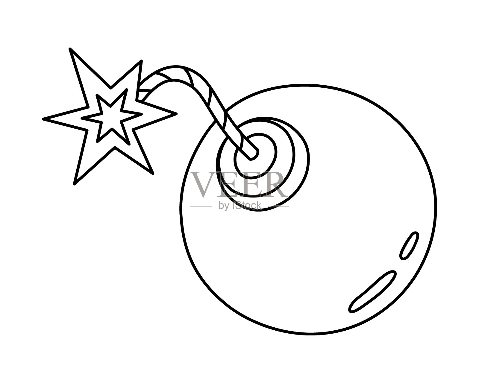 炸弹与燃烧的灯芯轮廓插图插画图片素材