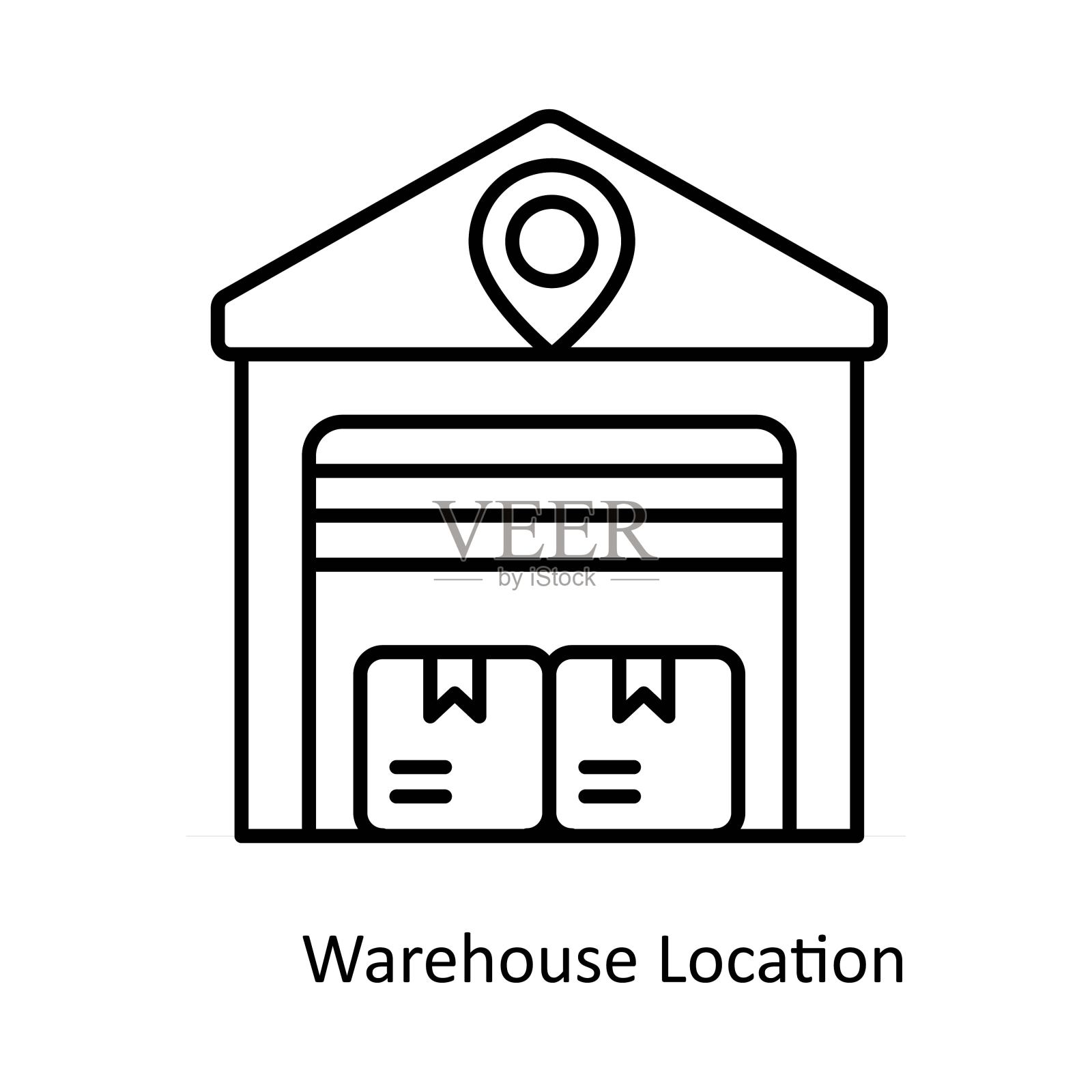 仓库位置轮廓图标样式插图。EPS 10文件插画图片素材
