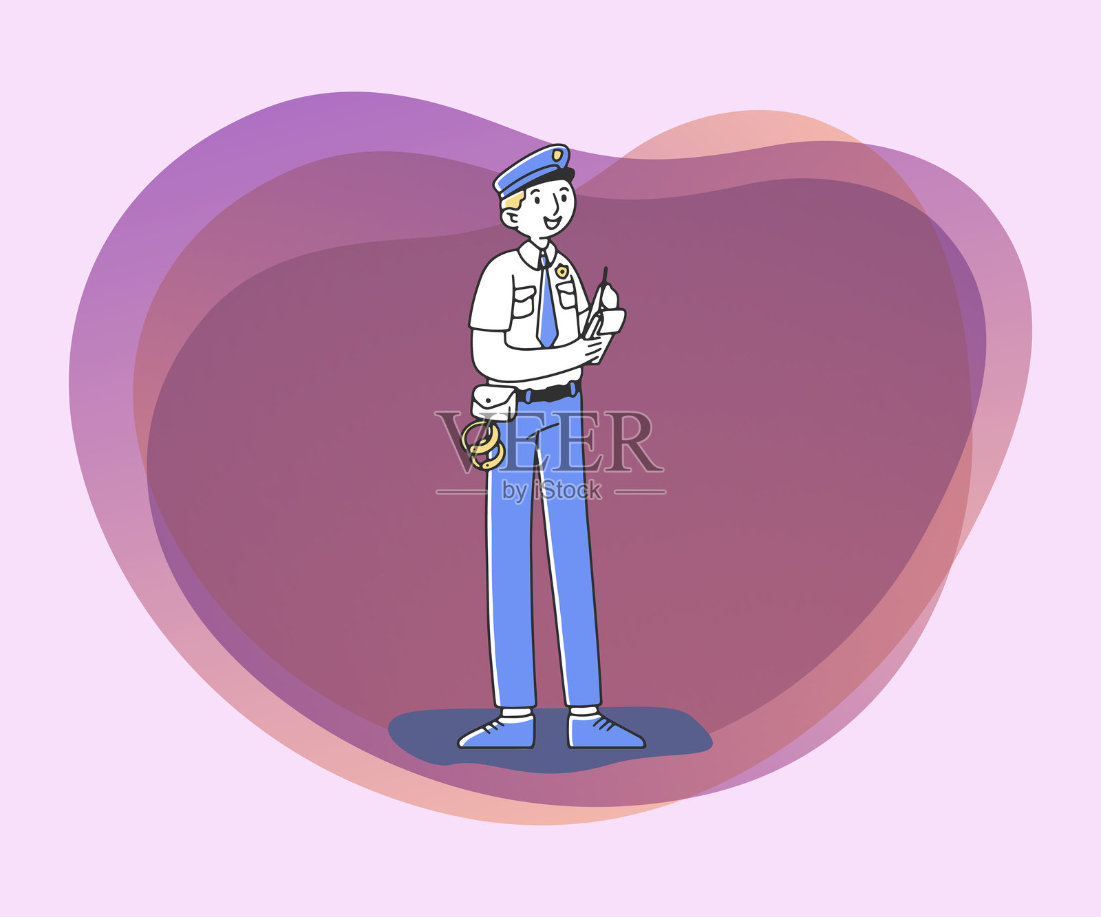 警察在统一的平面矢量插图插画图片素材