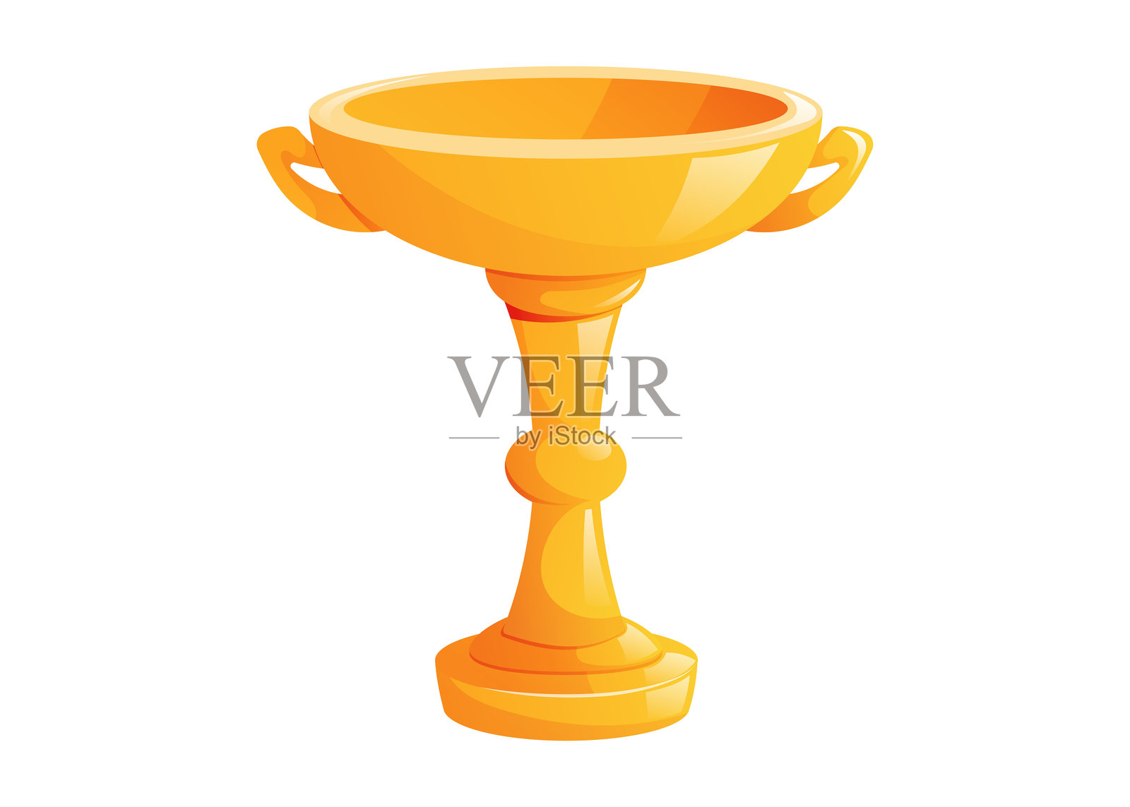 获胜者的金色奖杯。比赛奖,带把手的高脚杯。矢量隔离在白色的卡通插图。插画图片素材