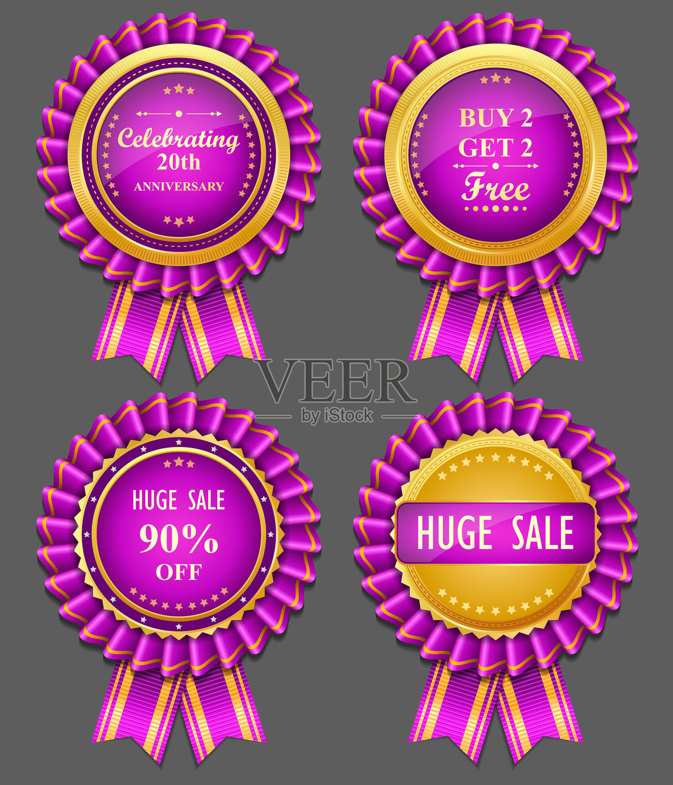 一套豪华金徽章插画图片素材