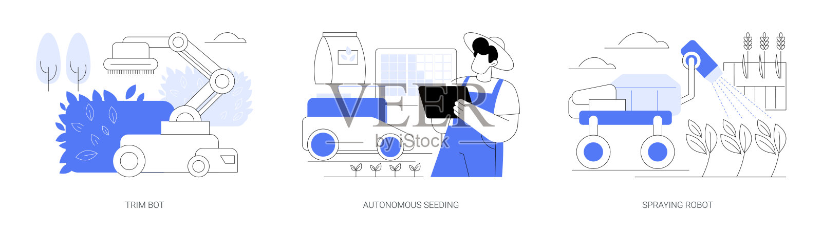 使用机器人在农业隔离卡通矢量插图se插画图片素材