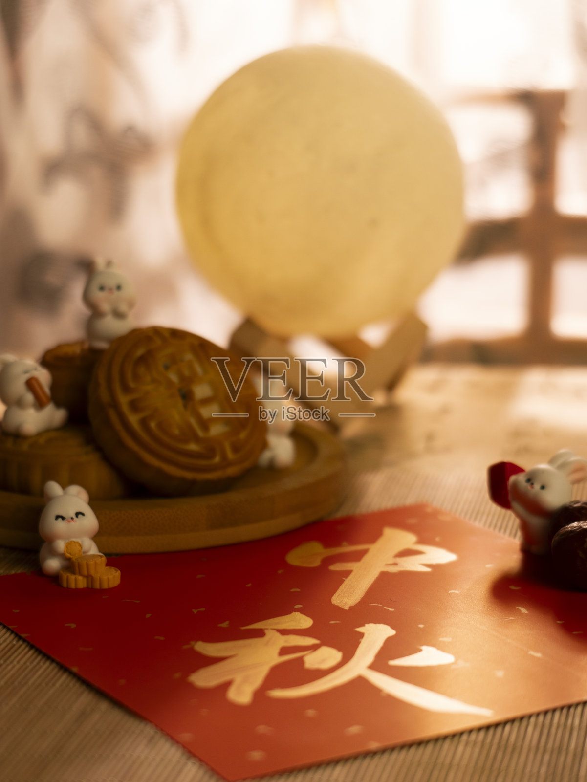 中秋汉字书法照片摄影图片