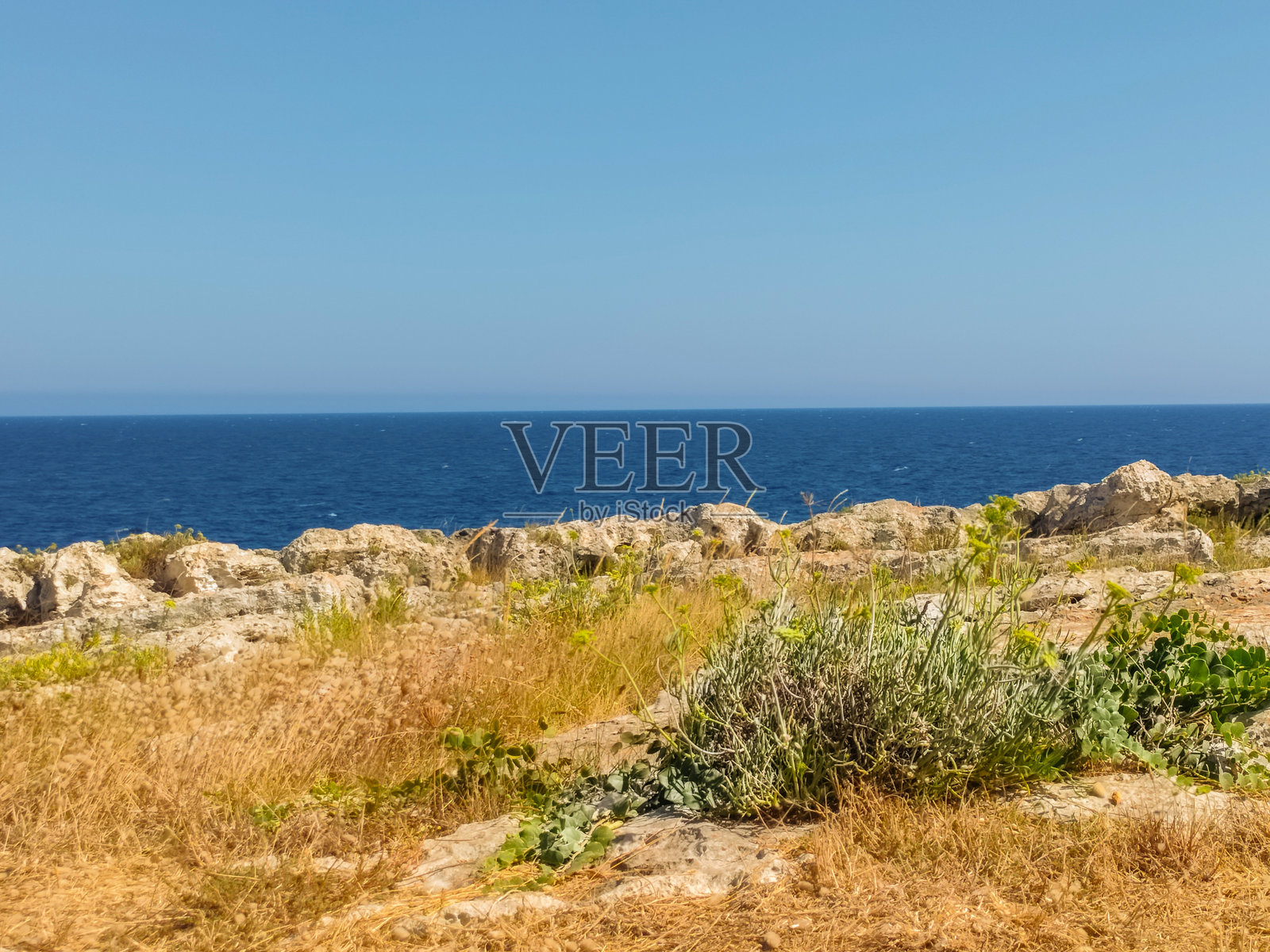 从荒无人烟的海岸看到的海照片摄影图片