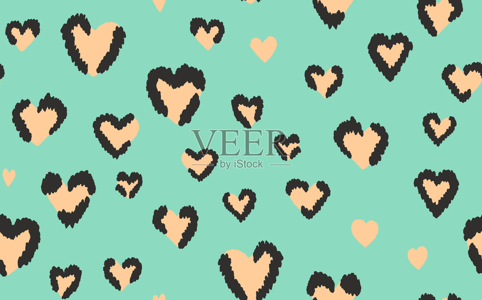 抽象现代豹纹无缝图案。动物潮流背景。彩色装饰矢量股票插图印刷,卡片,明信片,织物,纺织品。现代装饰的风格化皮肤插画图片素材