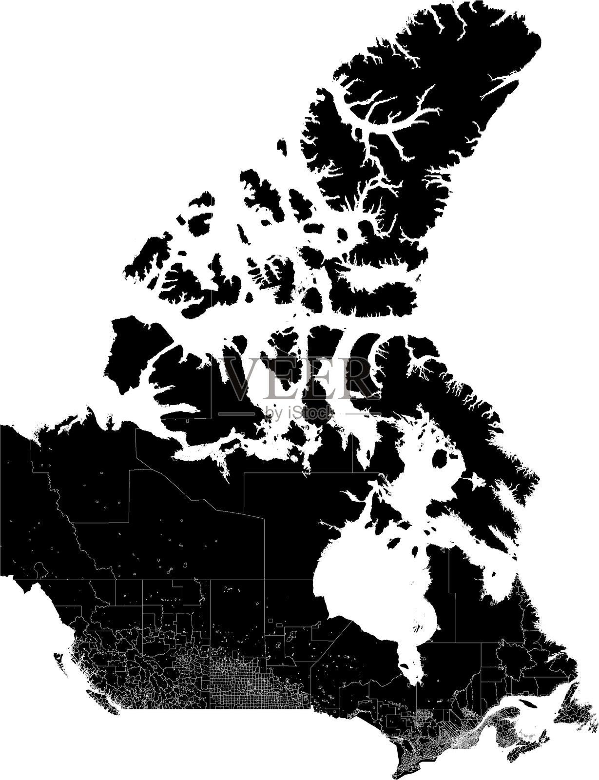 加拿大地图及其行政区划和地区插画图片素材