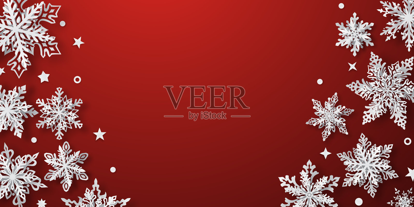 圣诞插图与美丽的雪花插画图片素材