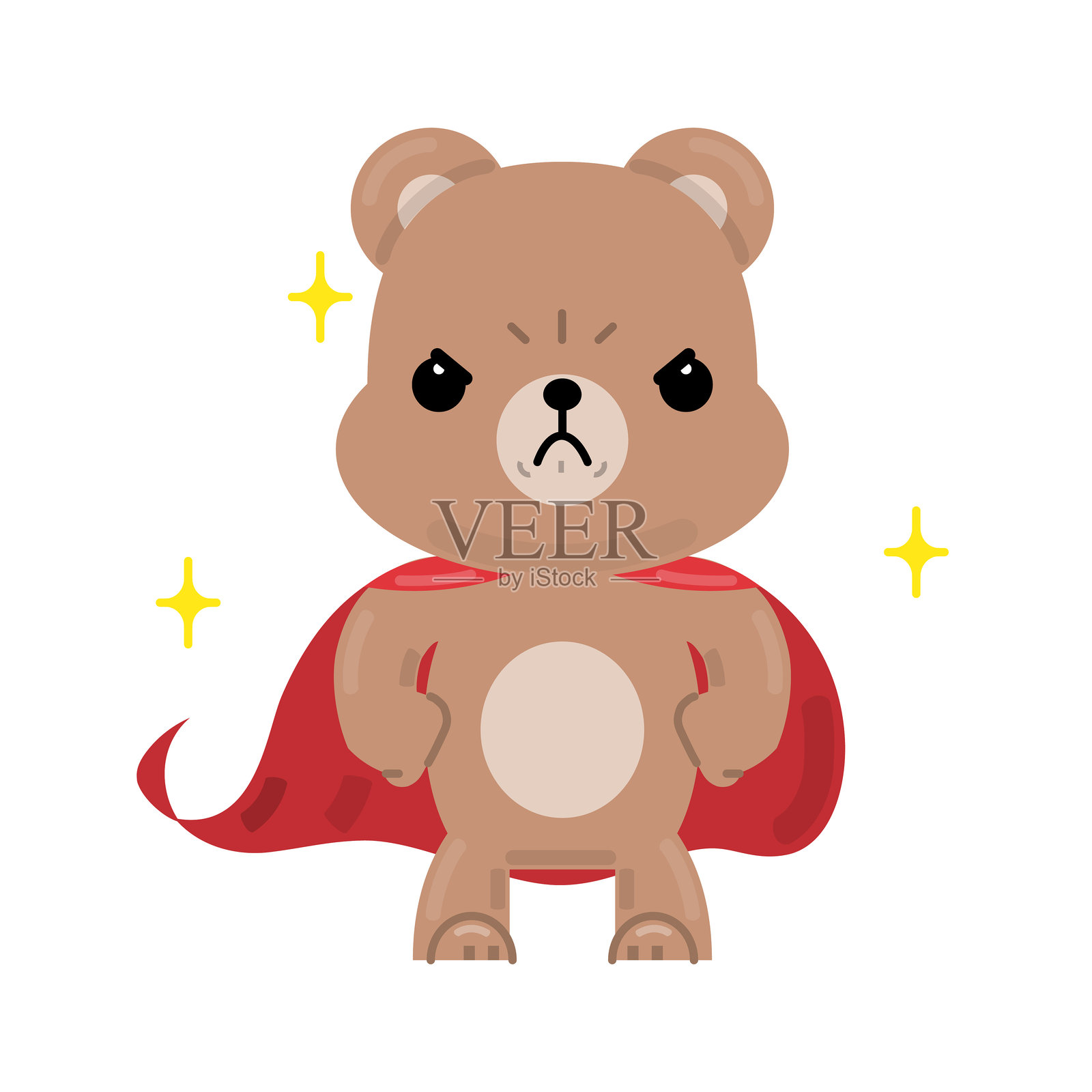 穿着超级英雄服装的可爱泰迪熊。矢量插图。插画图片素材