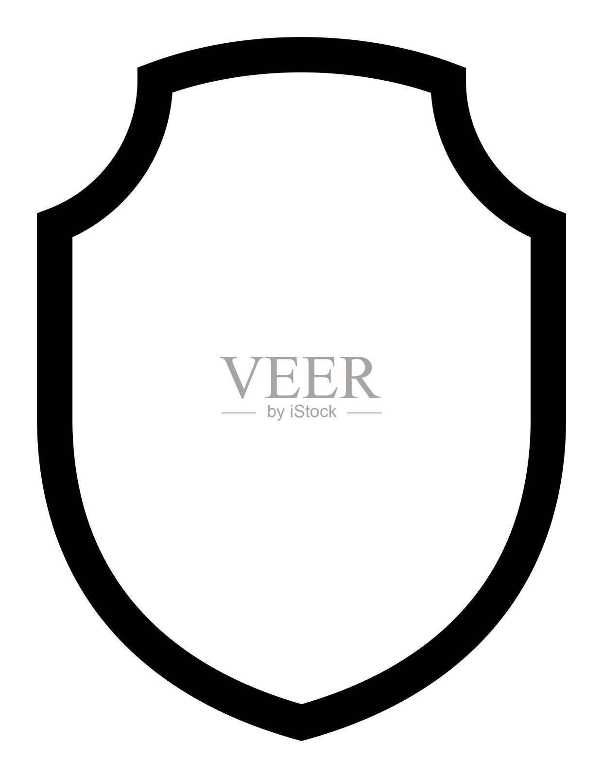 徽章盾框标志。矢量模板大纲保护,警卫和安全标志。保险或豁免标志。空白图标设计孤立在白色背景插画图片素材