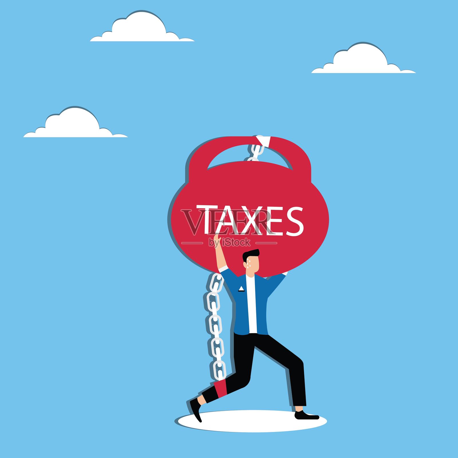 被税收,拍卖,银行束缚的人插画图片素材