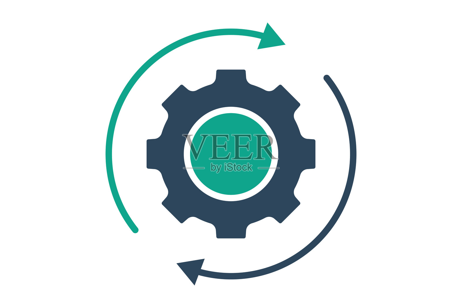 操作图标。固体图标样式。带箭的齿轮。与效率相关的图标。生产力要素矢量图插画图片素材