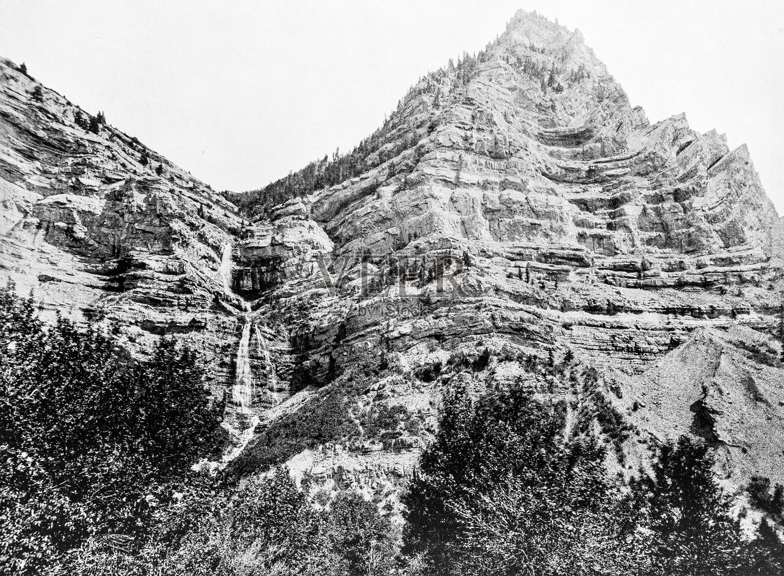 古董照片:犹他州普罗沃瀑布插画图片素材