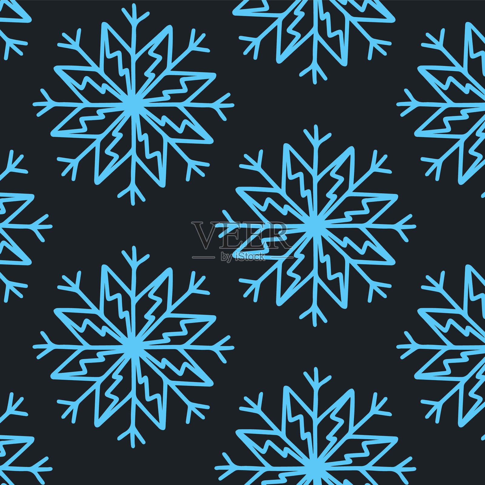 圣诞无缝图案与雪花隔离在黑暗的背景。采购产品新年快乐壁纸和包装季节性设计,纺织品,装饰,贺卡。手绘版画和涂鸦。插画图片素材